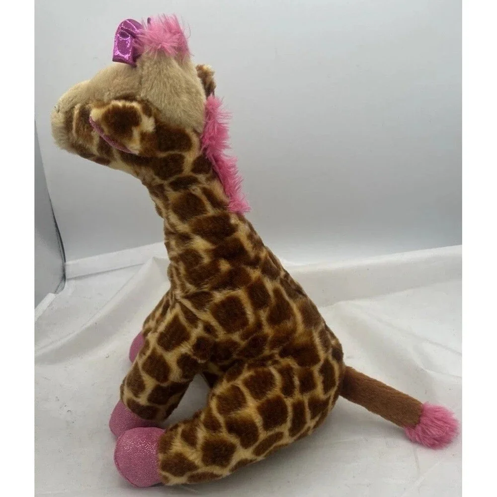 Girlz Nation Giraffe Plush 13” Brown Pink Stuffed Animal Soft Toy